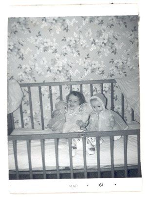Vintage Photo 1960 TODDLER with DOLLS Doll