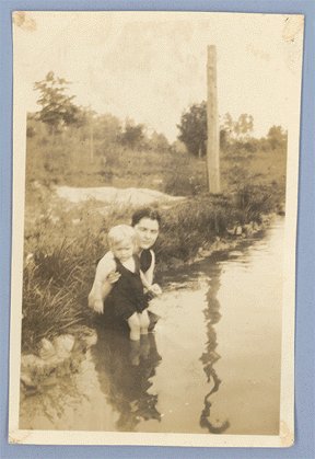 Vintage Photo WOMAN Baby SWIM 1920s THERRELL Fix