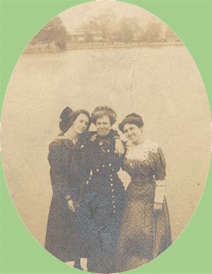 Vintage Photo THREE WOMEN pose on PIER Dock