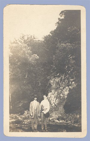 Vintage Photo TWO MEN POSE Natural Scenic Setting