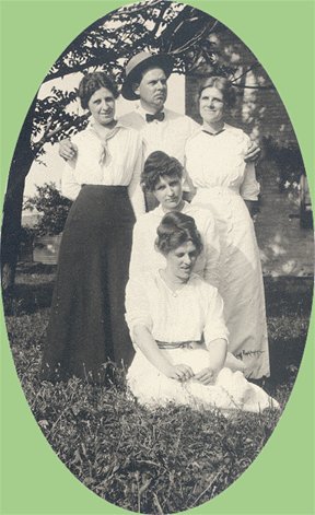 Vintage Photo MAN with FOUR WOMEN 1910s