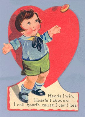 Vintage Valentine COIN TOSS Mechanical GERMAN Card