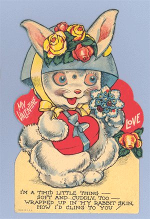 Vintage Valentine CRAZY BUNNY Mechanical MOVING Card