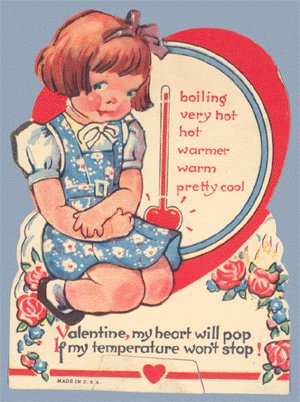 Vintage Valentine HEART WILL POP Temperature THERMOMETER