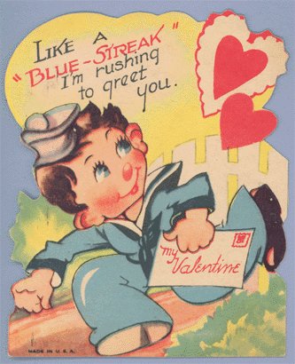 Vintage Valentine NAVY like a BLUE-STREAK Sailor