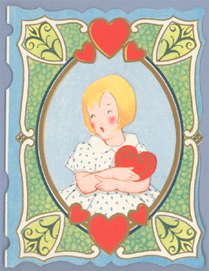 Vintage Valentine GIRL W/HEART Fairfield Line 1930s