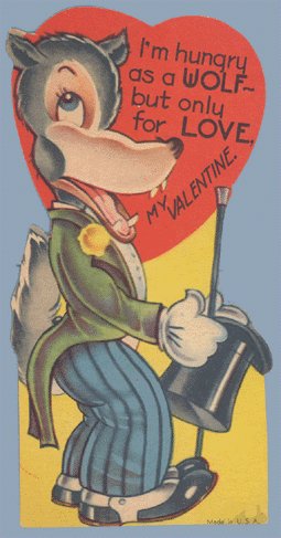 Vintage Valentine I'M HUNGRY AS A WOLF 1930s/1940s