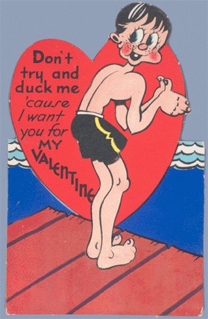 Vintage Valentine DON'T DUCK ME Diver CARRINGTON 1930s