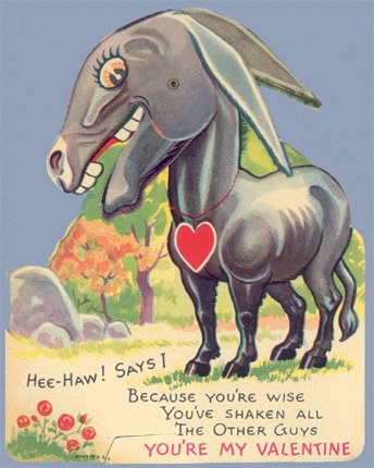 Vintage Valentine HEE-HAW SAYS I Donkey MECHANICAL