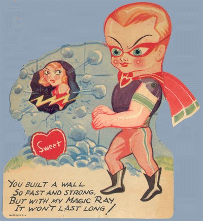 Vintage Valentine SUPERHERO Golden Age Comic MECHANICAL