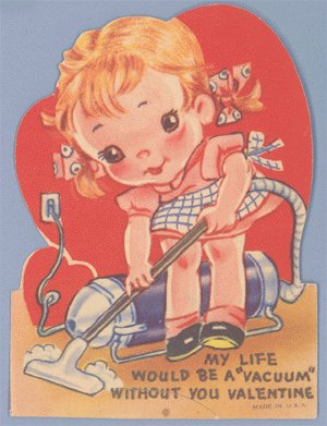 Vintage Valentine BIG EYED GIRL Life would be a VACUUM