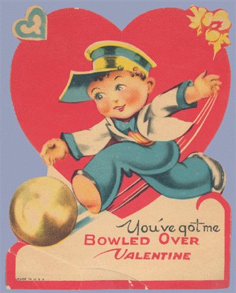 Vintage Valentine BOWLING Bowled Over 1920s/1930s