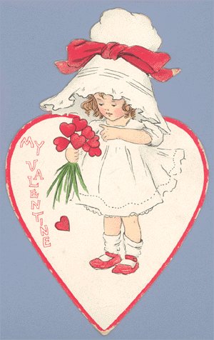 Vintage Valentine RAPHAEL TUCK Die Cut GIRL IN BONNET