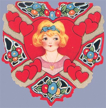 Vintage Valentine WHITNEY MADE Deco HEART Girl w/Locket