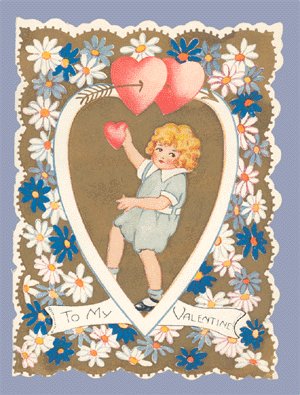 Vintage Valentine WHITNEY MADE Deco BLUE DAISY Daisies