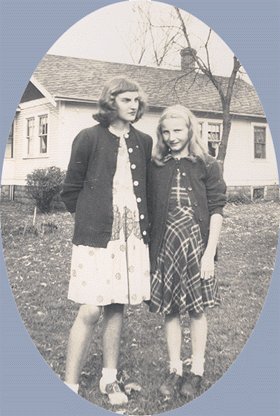 Vintage Photo TWO GIRLS in CARDIGANS 1940s