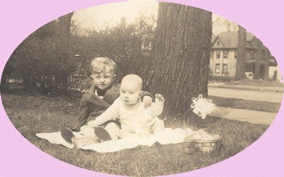 Vintage Photo CHILDREN WITH EASTER BASKET 1945
