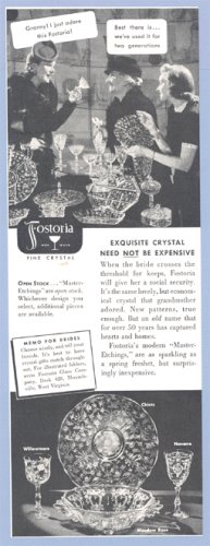 Vintage Advertising 1930s FOSTORIA AD Chintz WINDMERE Navarre