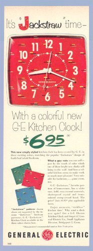Vintage Advertising 1953 GE Jackstraw KITCHEN CLOCK AD