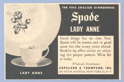 Vintage Advertising 1953 SPODE DINNERWARE Lady Anne AD