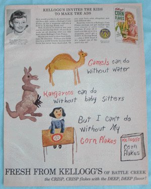 Vintage 1953 Ad KELLOGG's CORN FLAKES Reva Rice CEREAL Advertising