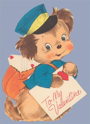 Vintage Valentine 1940s DOG Mailman POSTAL WORKER