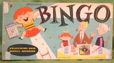 Vintage PRESSMAN BINGO Metal Spinner WOODEN MARKERS