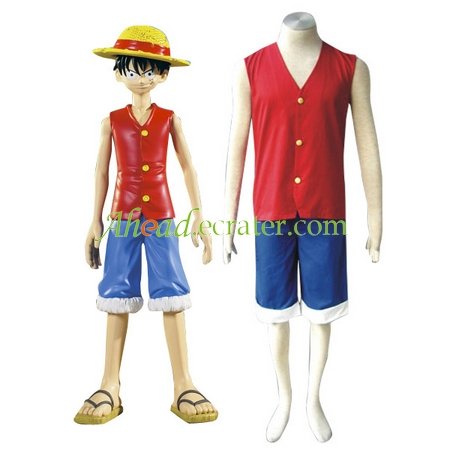 One Piece Luffy Halloween Cosplay Costume red