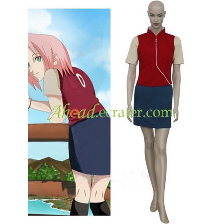 Naruto Shippuden Sakura Haruno Casual Halloween Cosplay Costume