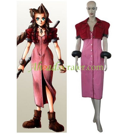 Kingdom Hearts Final Fantasy VII Aerith Halloween Cosplay Costume