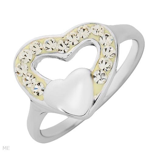 White Crystal Heart Ring Sterling Silver Ladies Size 8.5