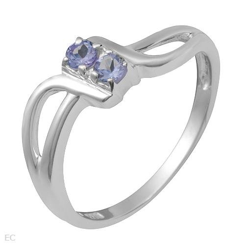 2 Stone Tanzanite Sterling Silver Ring Ladies Size 7