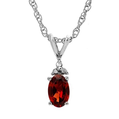 Diamond & Garnet Sterling Silver Necklace 18inches Ladies