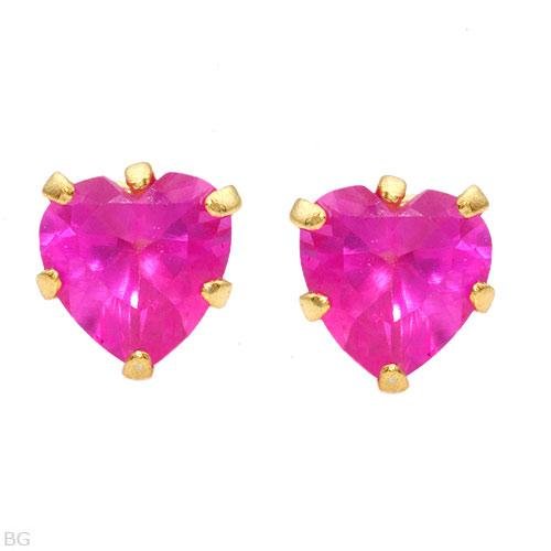 0.98ctw Pink Sapphire 14k/925 Gold Plated Silver Posts/Studs