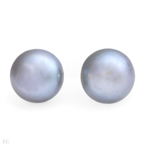 10mm Gray Pearl 925 SS Post/Stud Earrings