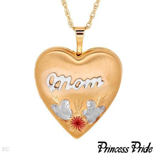 PRINCESS PRIDE MOM Engraved Locket/Pendant 20in Chain Gold Plated