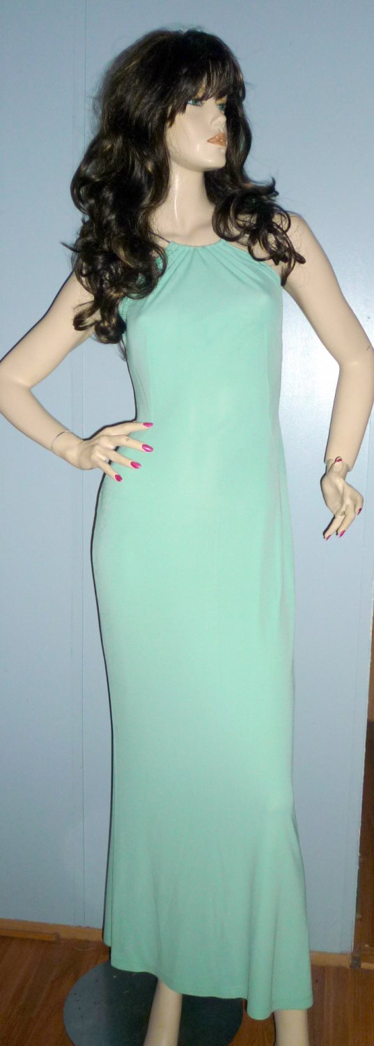 Escada Light Green Long Halter Evening Dress, Sz. 36