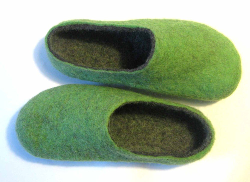 Two Tone Flat felted Super Soft Thin shoes / Women's / Seamless Natural wool / Custom made in 2 days