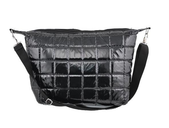 Nylon Quilted Crossbody Shoulder Bag WCYD0013 Black/ Red / Silver