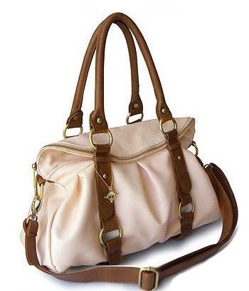 Ladies Faux Leather Handbag Shoulderbag KD1106 Black / Beige / Pink