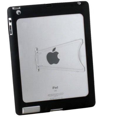 For Apple IPAD 2 2nd Clear TPU GEL Case with Stand Black