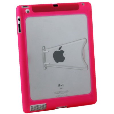 Clear TPU GEL Case with Stand for Apple IPAD 2 2nd Pink