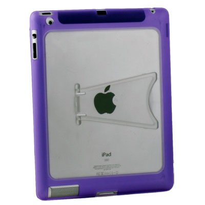 Purple Clear TPU GEL Case with Stand for IPAD 2