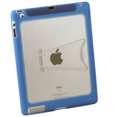 Clear TPU GEL Case with Stand for Apple IPAD 2 2nd Blue
