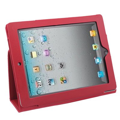 Red Stand Leather Case Cover Stand For Apple iPad2