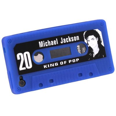 Blue Cassette Design Silicone Skin Case Cover for Apple iPhone 4