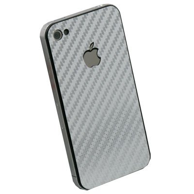 Matts Carbon Fiber Sticker For Apple iPhone 4G Silver