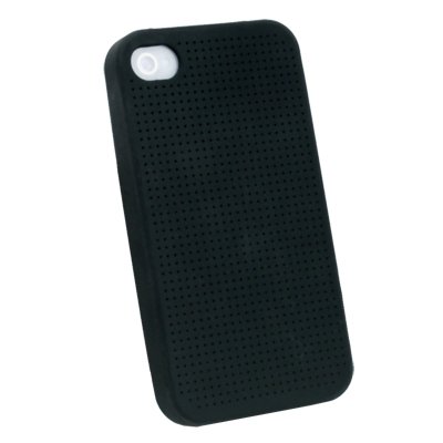 Black Cross Stitch Silicone Skin Case for iPhone 4 #7110#