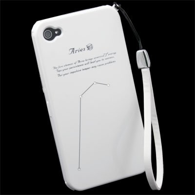 Crystals Constellations Shell Case for iPhone4 Aries #7242#