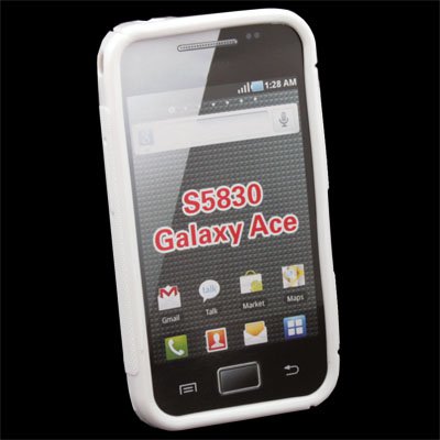 White TPU Skin Case Cover For Samsung S5830 Galaxy Ace